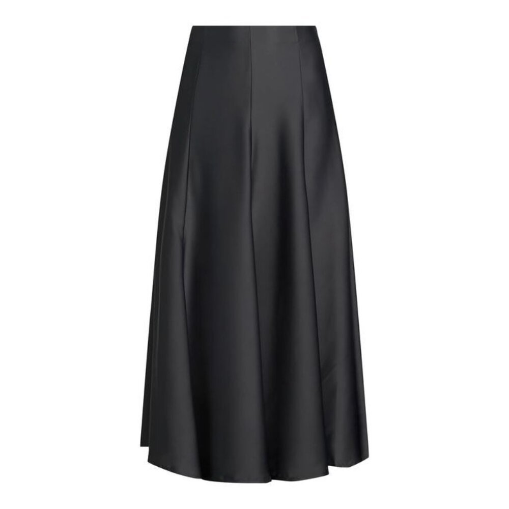 Excellent Condition, SZ M, Matte Satin A-Line Midi Skirt, Charcoal Gray